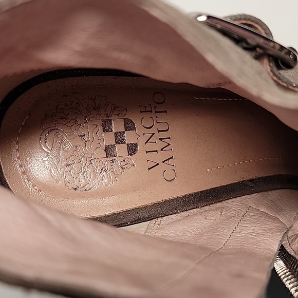 Vince Camuto Pamari Peep Toe Wedge Booties Gray Leather Ankle Boots Size 10 - Picture 11 of 16